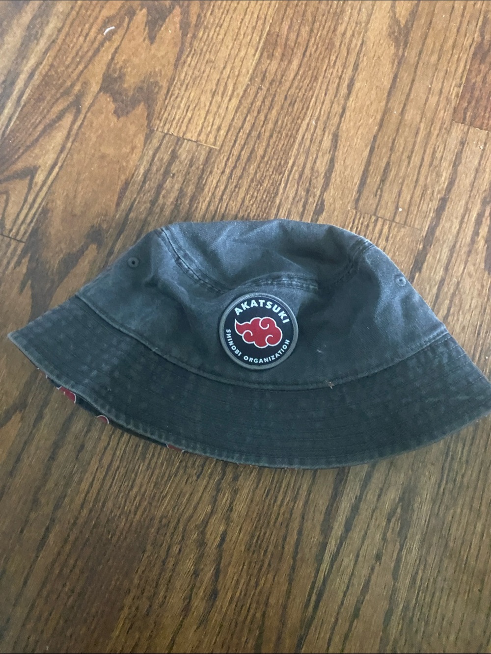 Akatsuki Black Bucket Hat with Red Cloud Patch